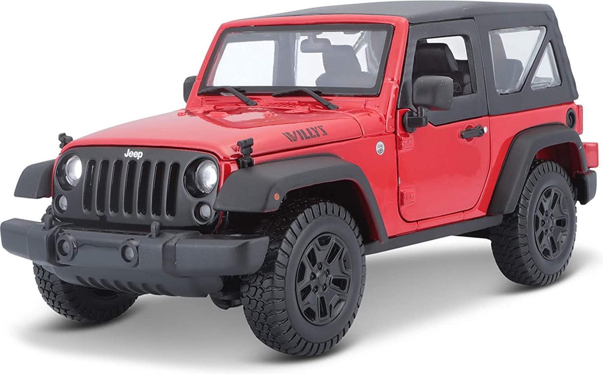 2014 Jeep Wrangler (Rood) (20 cm) 1/18 Maisto - Modelauto - Schaalmodel - Modelauto - Miniatuurauto - Miniatuur autos