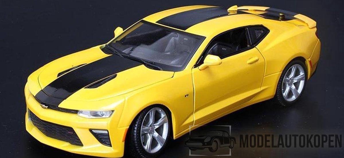 2016 Chevrolet Camaro SS (Geel/Zwart) 1/18 Maisto - Modelauto - Schaalmodel - Model auto - Miniatuurautos - Miniatuur auto