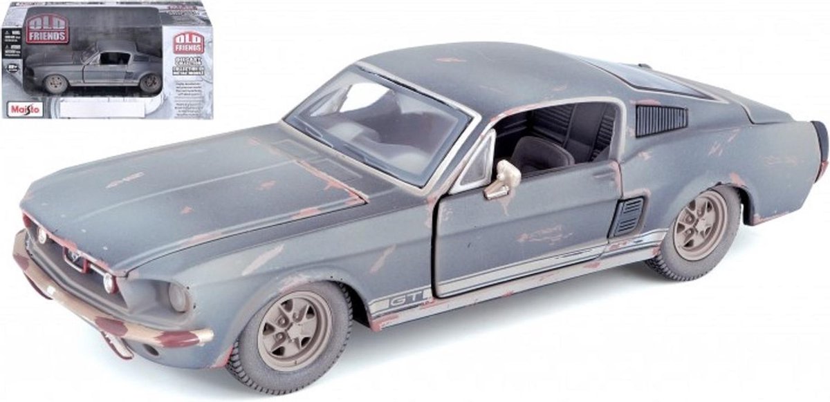 Ford Mustang Old Friends 1967 (Dirty Version) Zwart / Roest 1-24 Maisto