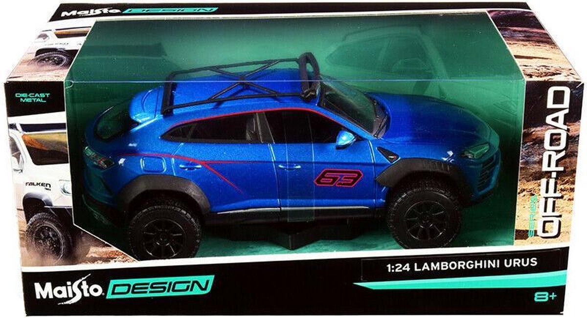 Lamborghini Urus Off-Road Blauw) (20 cm) 1/24 Maisto Design - Modelauto - Schaalmodel - Model auto - Miniatuurautos - Miniatuur auto