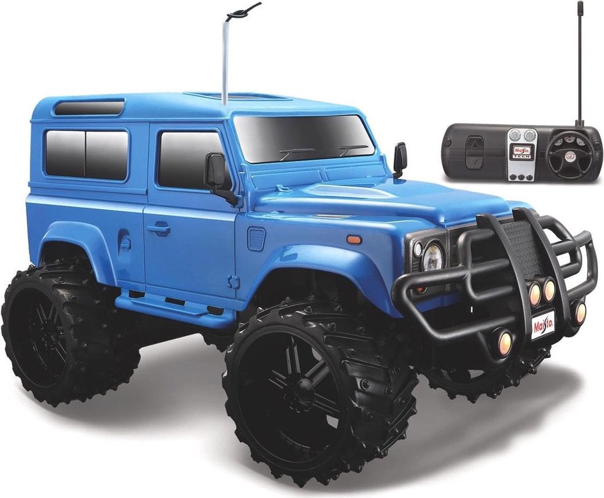 Maisto Auto Tech Land Rover Defender 1:16 27/40 Mhz Blauw