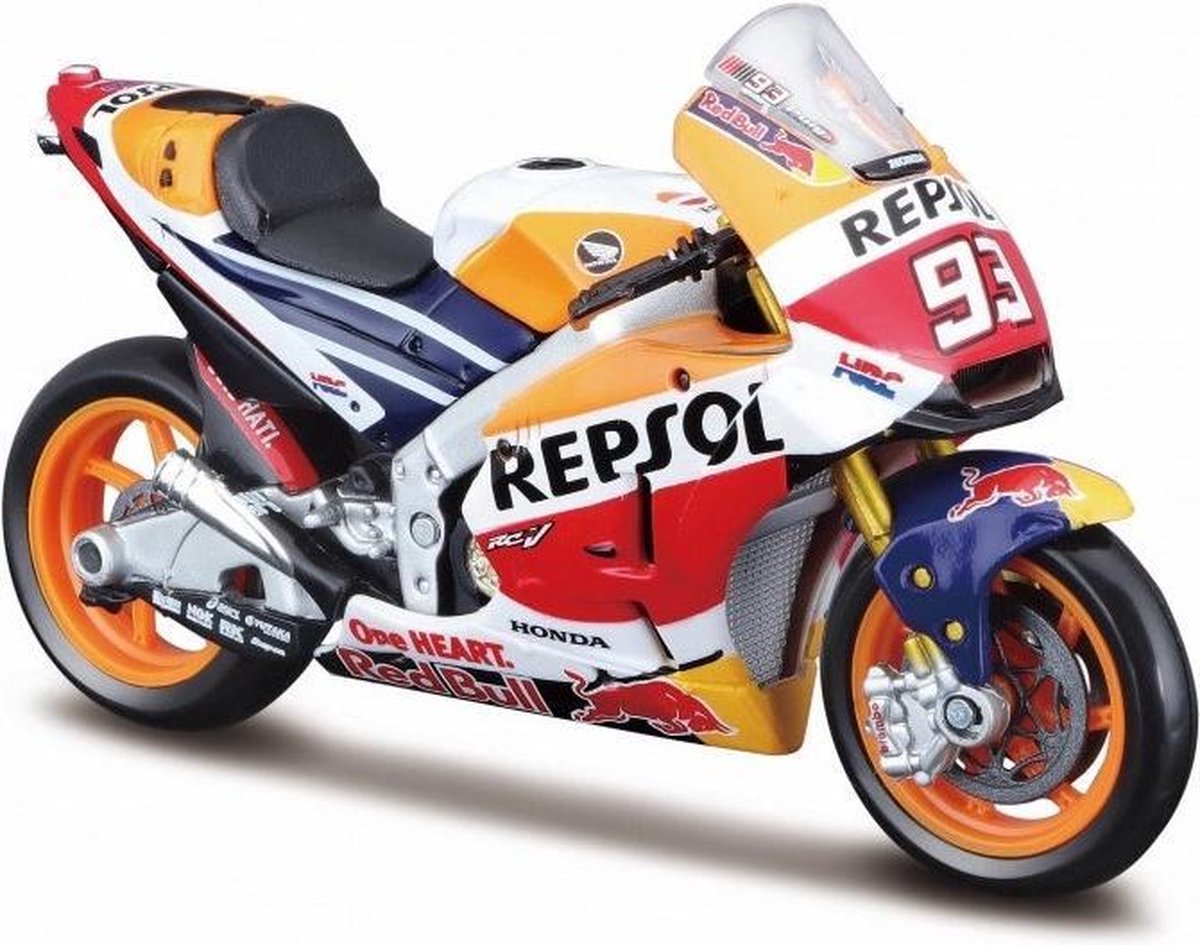 Model motor Honda RC123V Marc Marquez 11 x 3 x 6 cm - Moto GP - Schaal 1:18 - Speelgoed motoren/motors - Miniatuurmotor