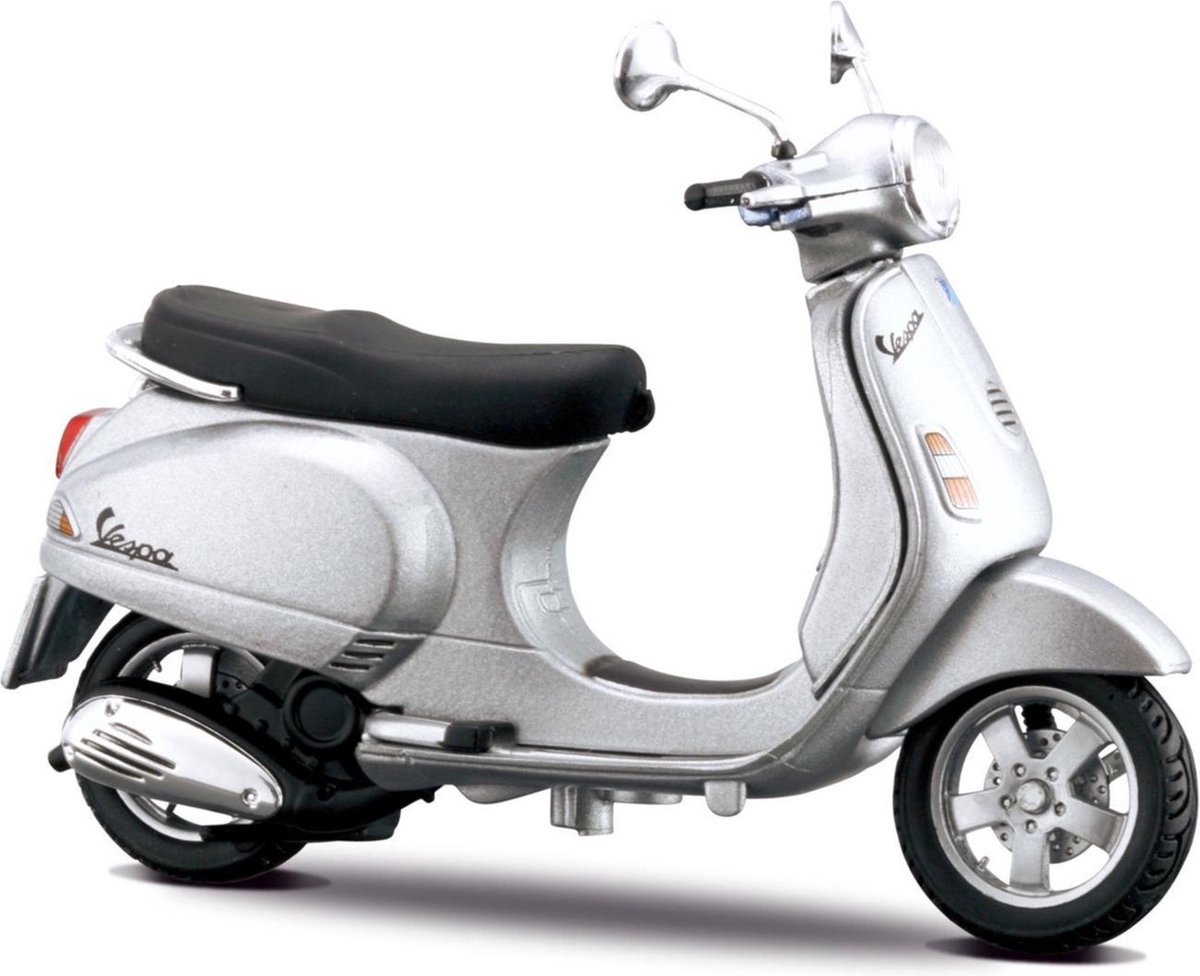 Model scooter Vespa LX 2005 zilver - Schaal 1:18 - 10 x 4 x 6 cm - Speelgoed scooter - Miniatuur scooter