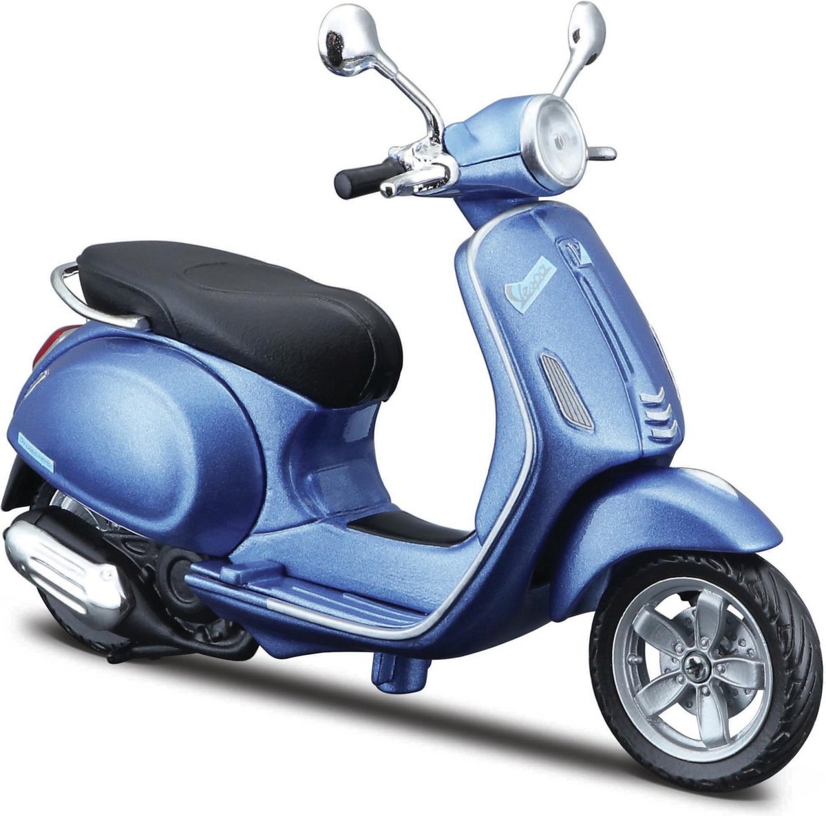 Model scooter Vespa Primavera 50 blauw - Schaal 1:12 - 22 x 10 x 8 cm - Speelgoed scooter - Miniatuur scooter