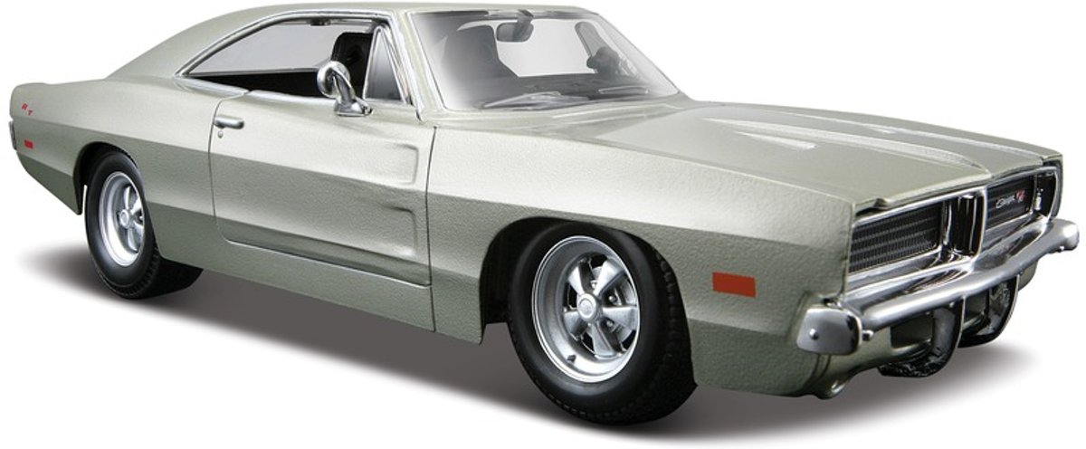 Modelauto Dodge Charger R/T 1969 zilvergrijs 1:24 - speelgoed auto schaalmodel