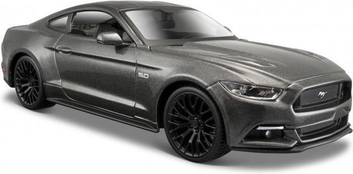 Modelauto Ford Mustang GT 2015 grijs 20 x 8 x 5 cm - Schaal 1:24 - Speelgoedauto - Miniatuurauto