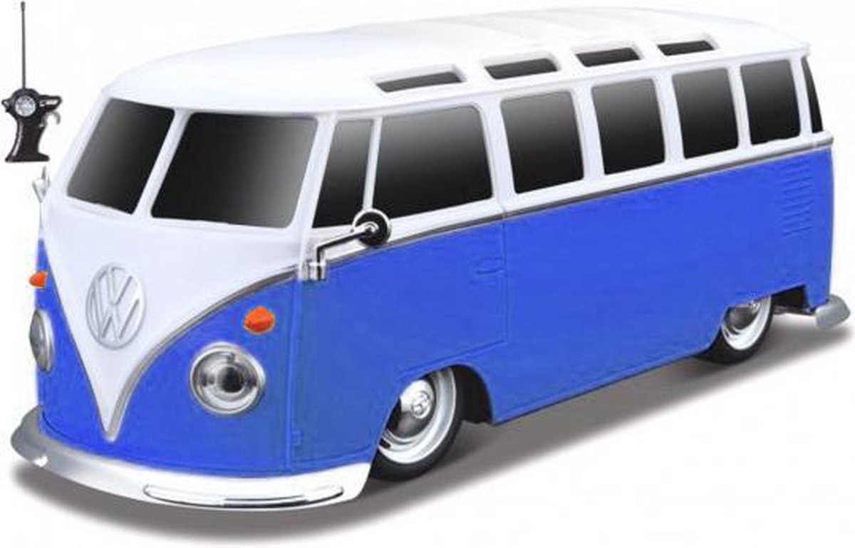 bus RC Volkswagen Samba 1962 1:24 blauw/wit 2-delig