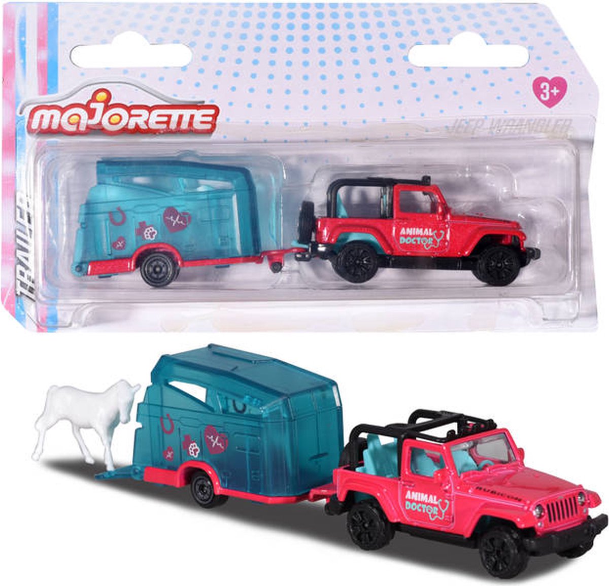 Dickie Toys - Drivez Jeep Wrangler - Met Aanhangwagen - 13 cm