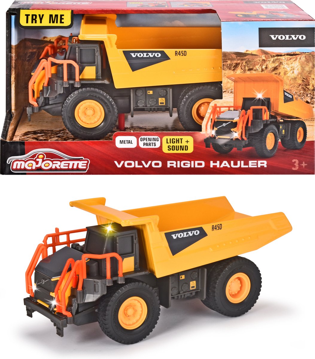 Majorette Grand Series - Volvo Kiepwagen - Constructie - Metaal - Licht en Geluid - 20 cm - Speelgoedvoertuig