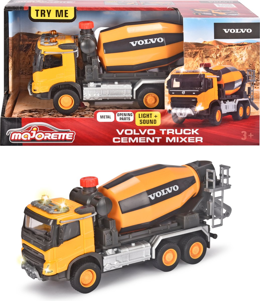 Majorette Grand Series - Volvo Truck Cementwagen - Metaal - Licht en Geluid - 19 cm - Speelgoedvoertuig