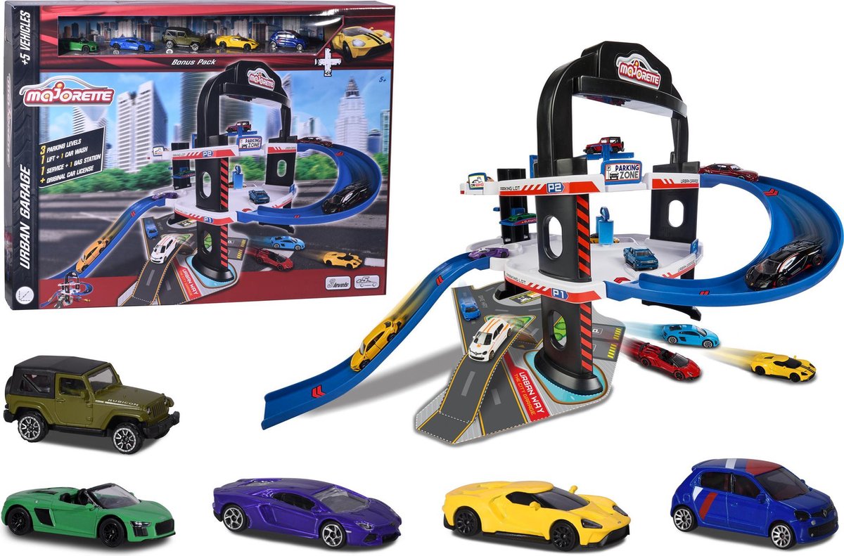 Majorette Urban Garage + 5 Cars