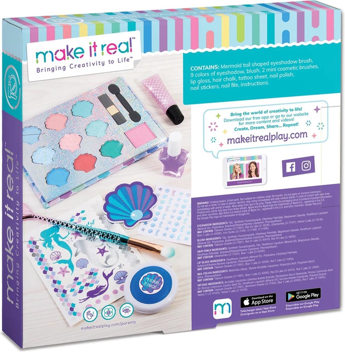 Make it Real 2460 - Bringing Creativity to Life - Set voor het maken van make up - Zeemeermin-motief cosmetische set