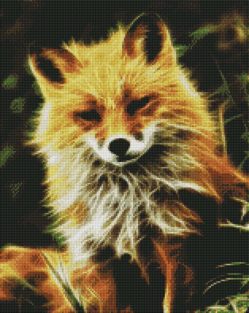 Glowing Fox - 40x50cm - VIERKANT – HQ Diamond Painting volledig dekkend - Diamant Schilderen  voor Volwassenen – dieren – Vos