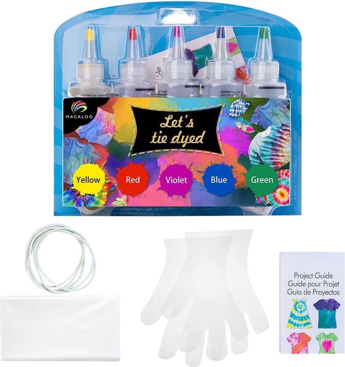 Tie Dye Kit Verf Set Textielverf 5 Kleuren 120ml - T Shirt Tie Dye Set Incl. elastiekjes  & Handschoenen – Tie Dye Paint - Kindvriendelijk - Hoog Kwaliteit