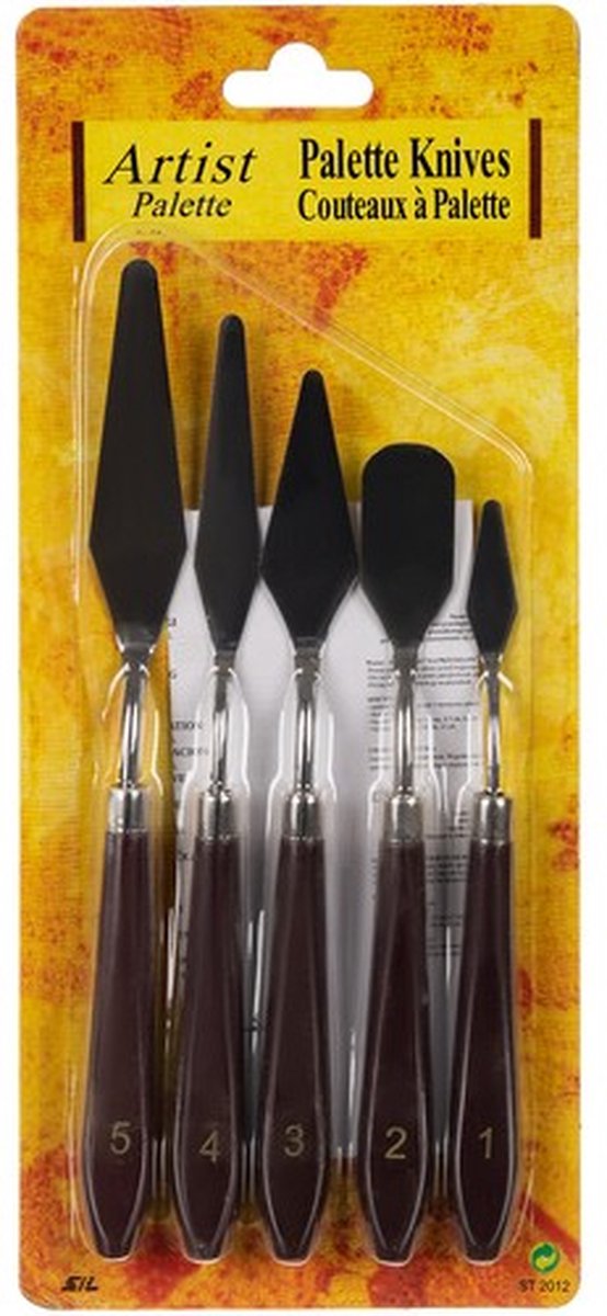 Verfmessen set 5 stuks - Schilders spatels -  Schilderspaletmes set voor schilderen, kunst & hobby