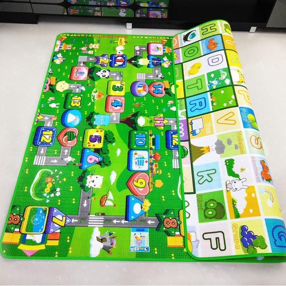 Speelmat Baby - Speelmat Foam - Speeltapijt - Speelmatten Voor Kinderen - Kinderen Speelgoed - Spellen - Spelletjes - Ik Leer Lezen - Groene Speelmat 180x120Cm