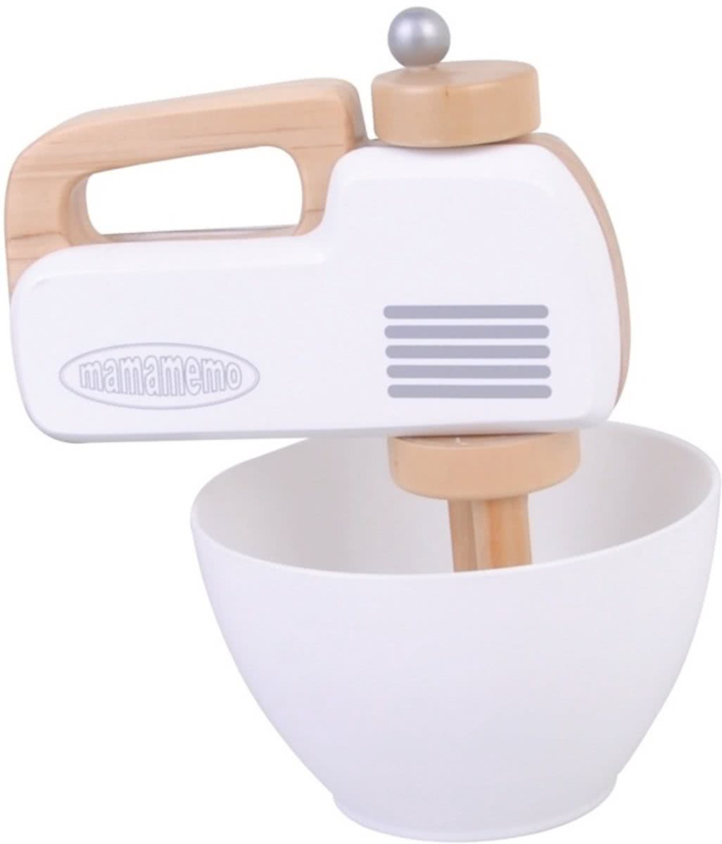 Mama Memo Handmixer Hout 13 X 6 X 10 Cm Wit