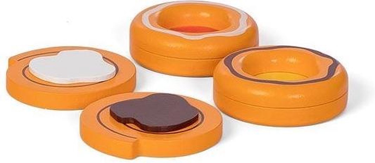 Mamamemo Deens Gebak Junior 6 Cm Hout Oranje/bruin 4-delig