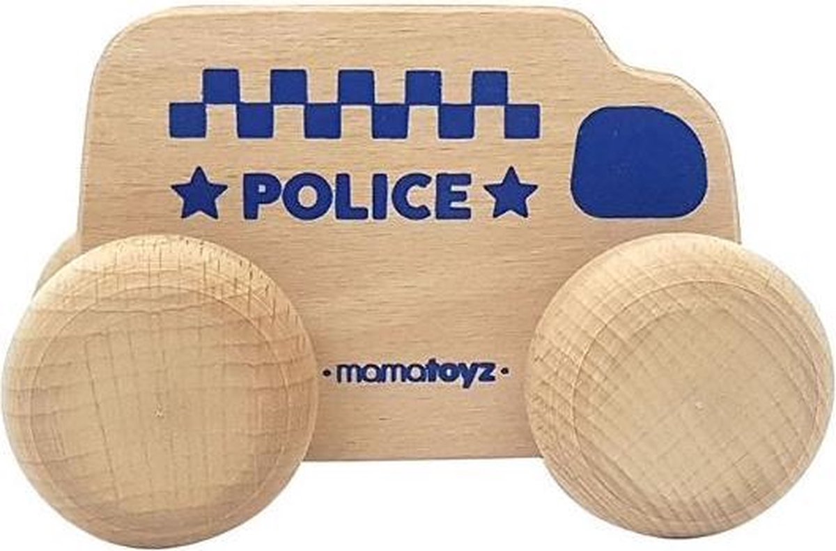 Mamatoyz Politieauto Junior 15 X 8 Cm Hout Naturel/blauw