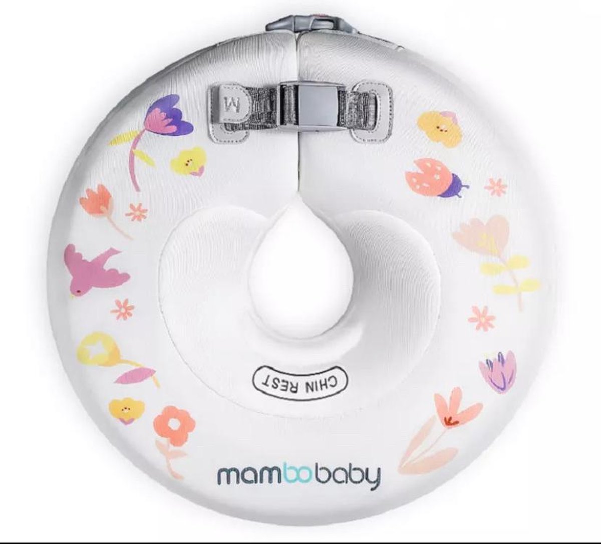 Baby Float, baby zwemband, Nekring, Baby Spa - Wit bloem