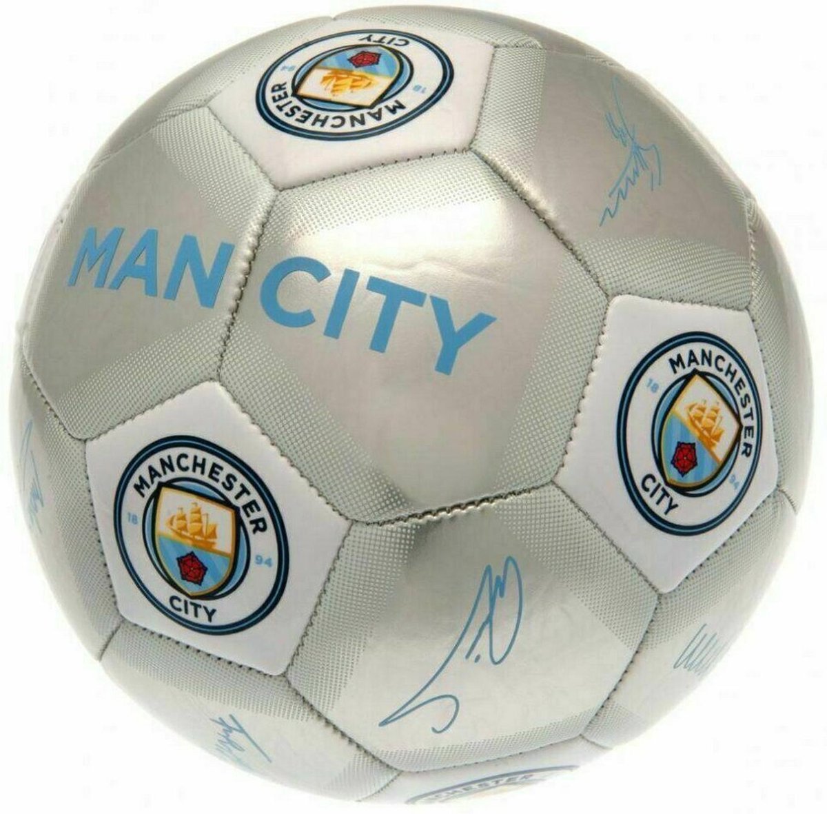 Manchester City FC Handtekening Voetbal (Zilver)