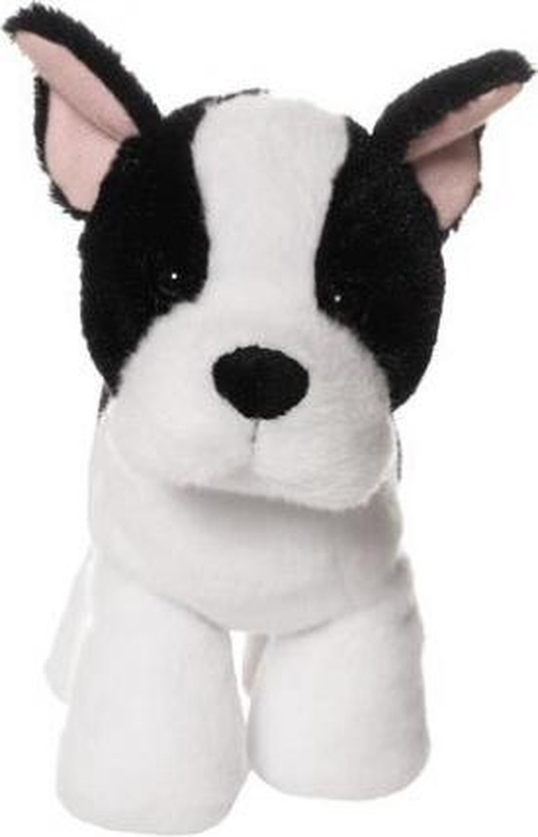 knuffel Lucky de hond 23 cm pluche wit/zwart