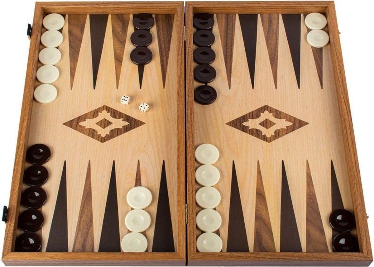 Eik en Walnoot Replica Backgammon - 38 x 20 cm  Top Kwaliteit