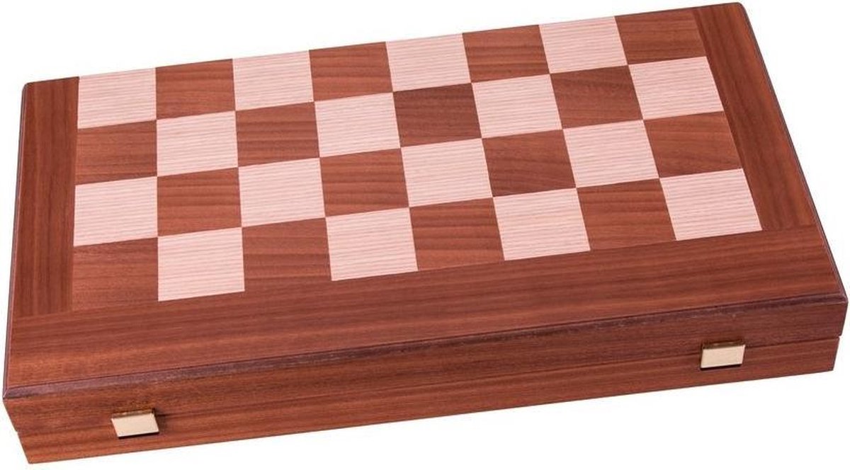 Mahonie combo Schaken - Dammen - Backgammon set - 48x26cm  Top Kwaliteit