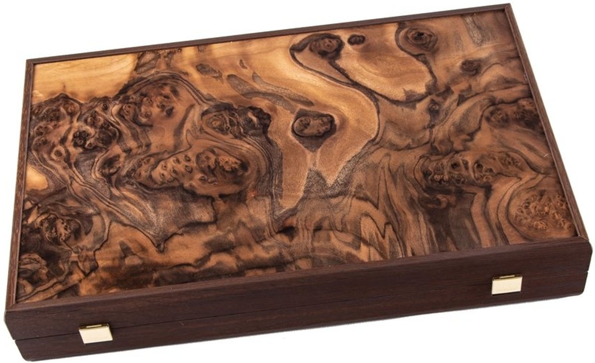 Naturel Burl Backgammon spel met Pearl elementen - 48x30 cm  Top Kwaliteit