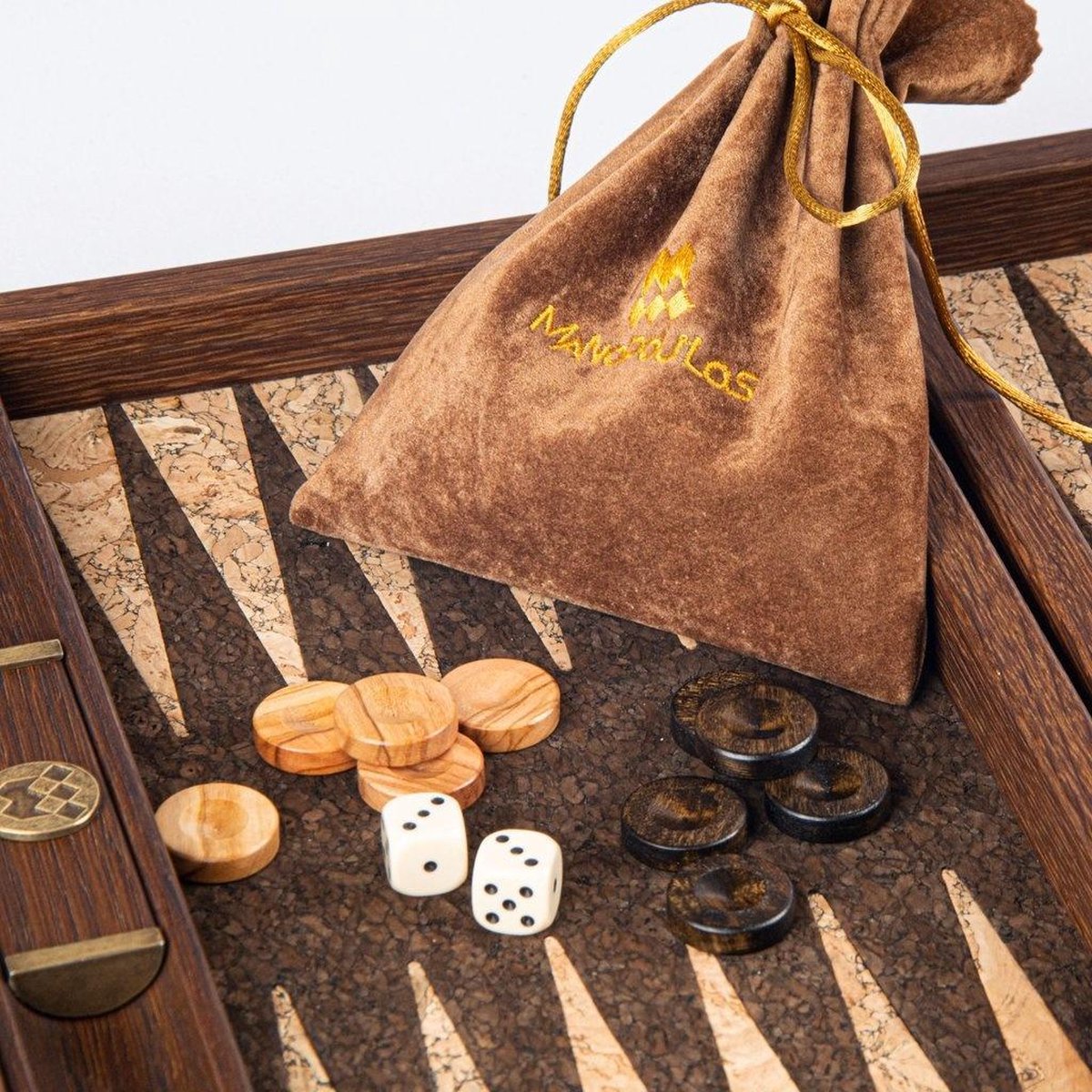 Natuur-Kurk met Kubus-raat - 30x20 cm - in kist - Compleet Prachtig - Backgammon