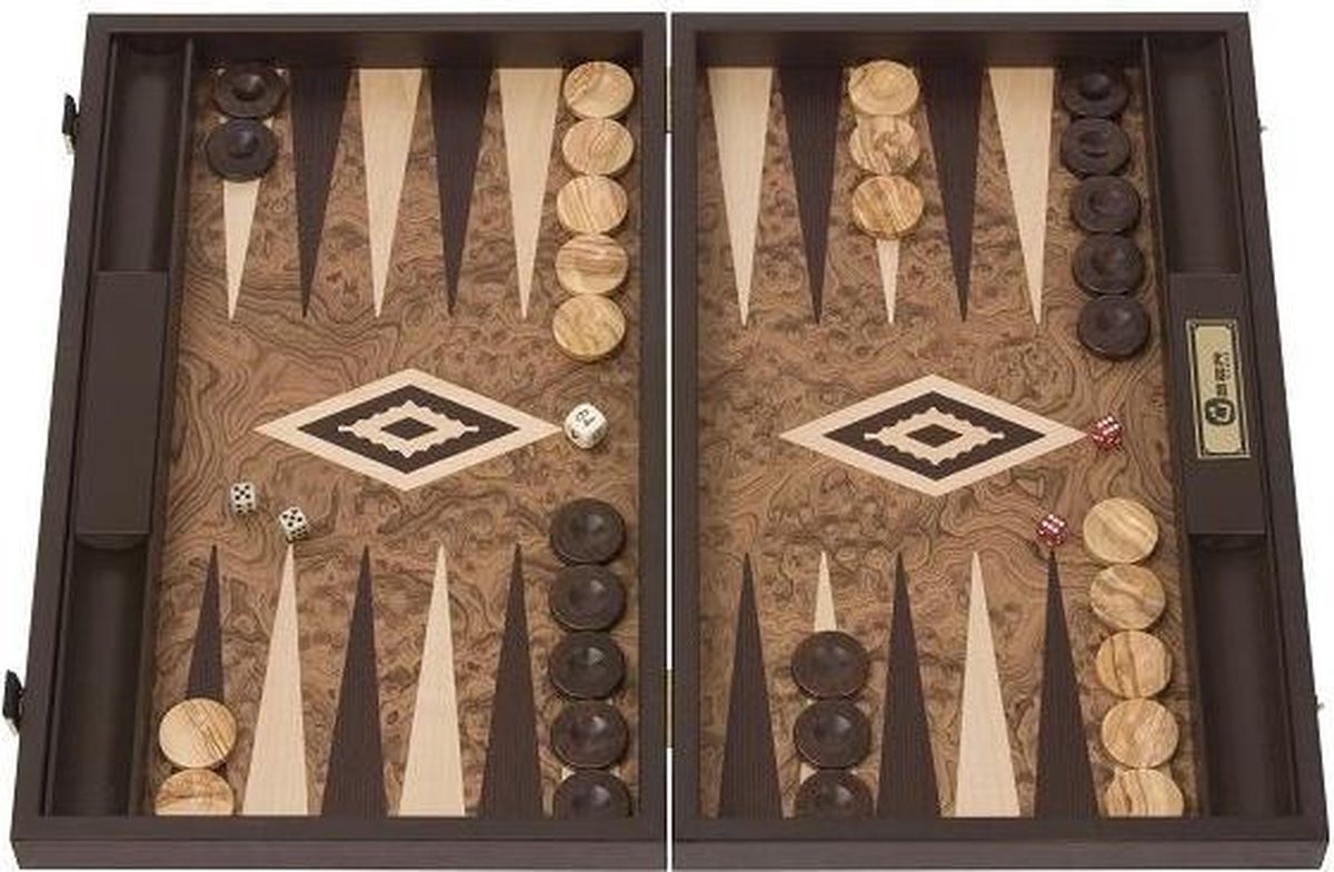 Walnoot houten Exclusieve Backgammon Set - 38x23cm Ultra Luxe