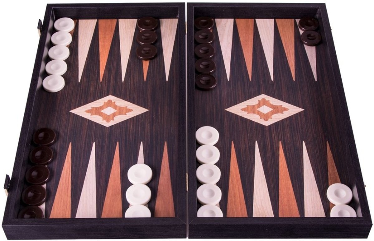 Wenge houtenprint Backgammon set - Luxe - 48x26 cm