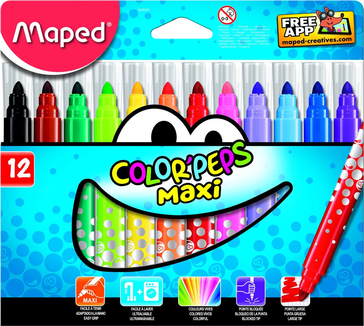 Colorpeps goed uitwasbare viltstift Maxi x 12