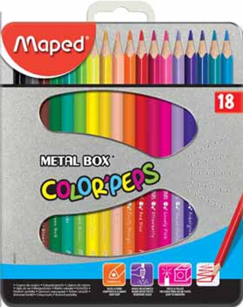 Colorpeps kleurpotlood - metalen doos x 18