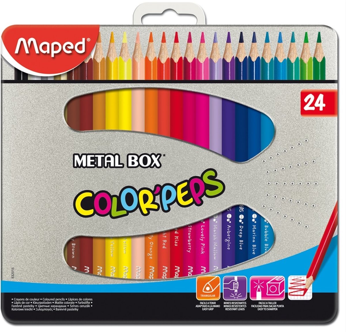 Colorpeps kleurpotlood - metalen doos x 24