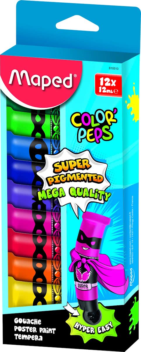 Colorpeps plakkaatverf - tube 12 ml - doos x 12