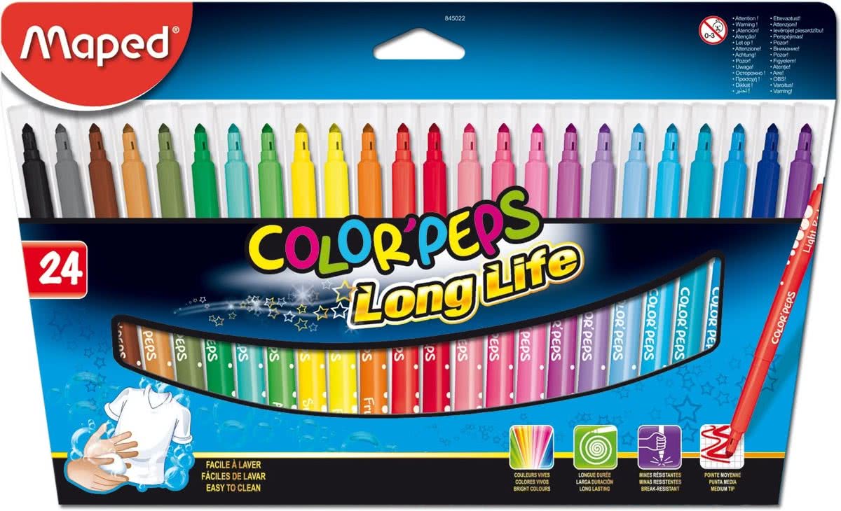 Colorpeps ultra uitwasbare viltstift x 24