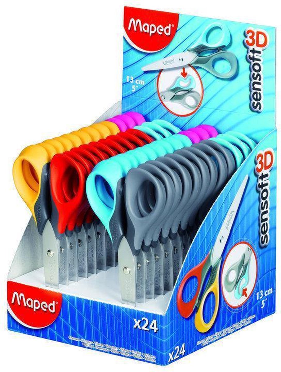 Sensoft 3D 13 cm schaar - zachte grepen - assorti kleuren