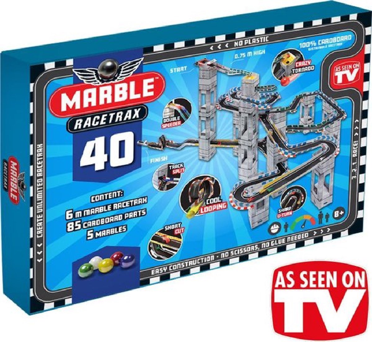 Marble Racetrax Circuit Set Knikkerbaan - Racebaan - 40 Sheets 6 Meter