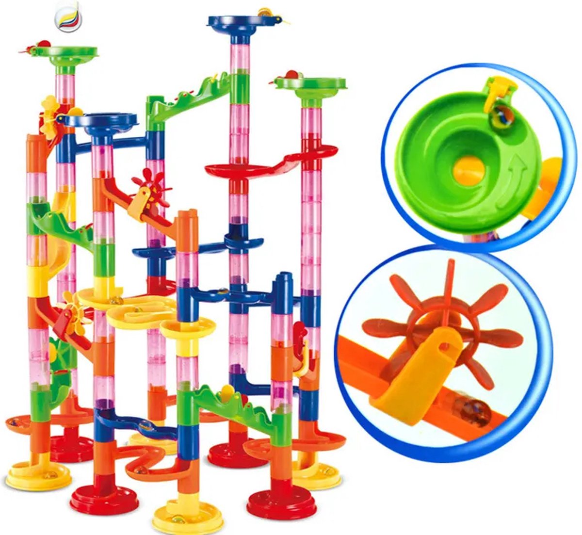 knikkerbaan -marble run - bouwstenen - racebaan knikkers - 105 delen - inclusief knikkers