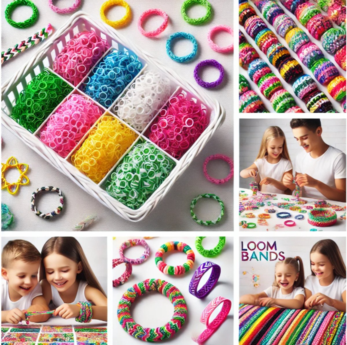 Loombandjes kleurenmix – 3.600 stuks – 6 zakjes met 600 elastiekjes – Inclusief weefhaak & S-clips S-clips