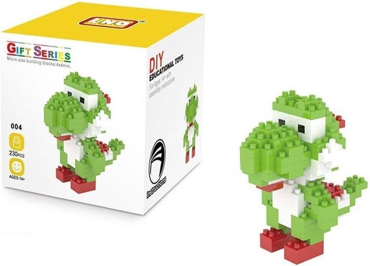 Bouw je eigen Yoshi figuur - mario bros kart figuren - speelgoed - game bouwblokjes - Viros