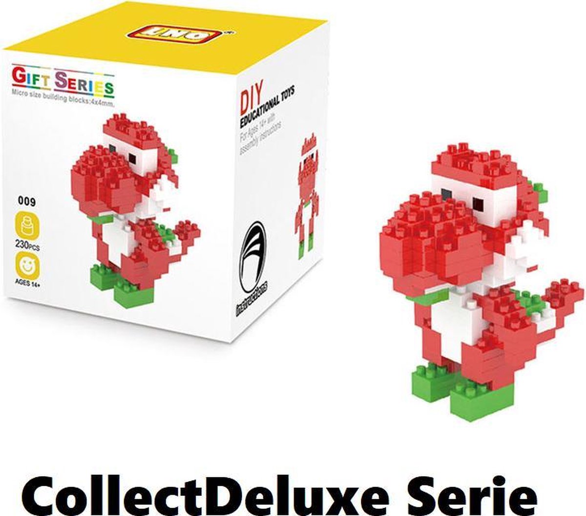 Bouw je eigen rode Yoshi figuur - bekend van Super Mario bros en de nintendo switch game kart 8 deluxe - super party - COD lego