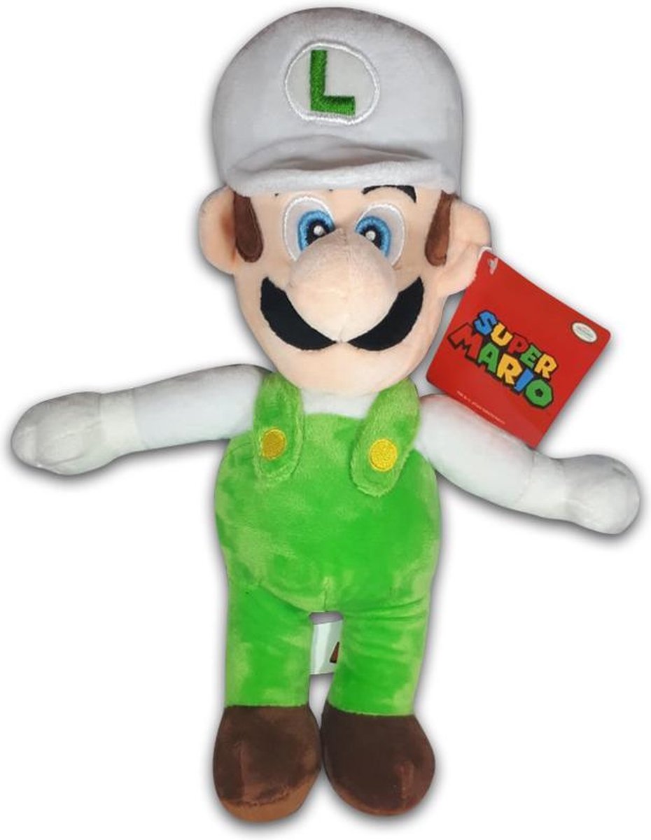 Pluche Mario Bros Knuffel Luigi Wit 30 cm