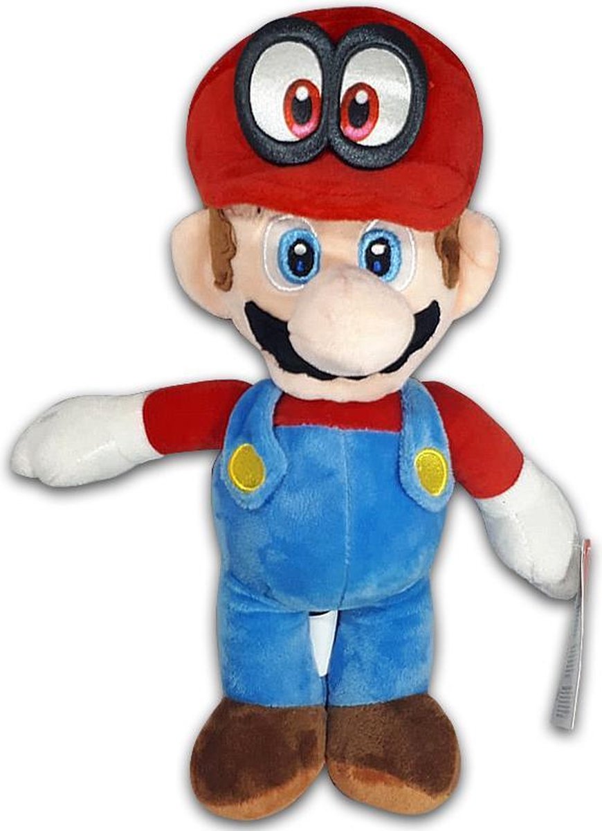 Pluche Mario Bros Knuffel Mario met ogen pet 30 cm