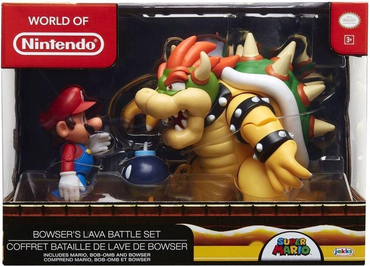 World of Nintendo pack 3 figurines Mario vs. Bowser Lava Battle 6-15 cm