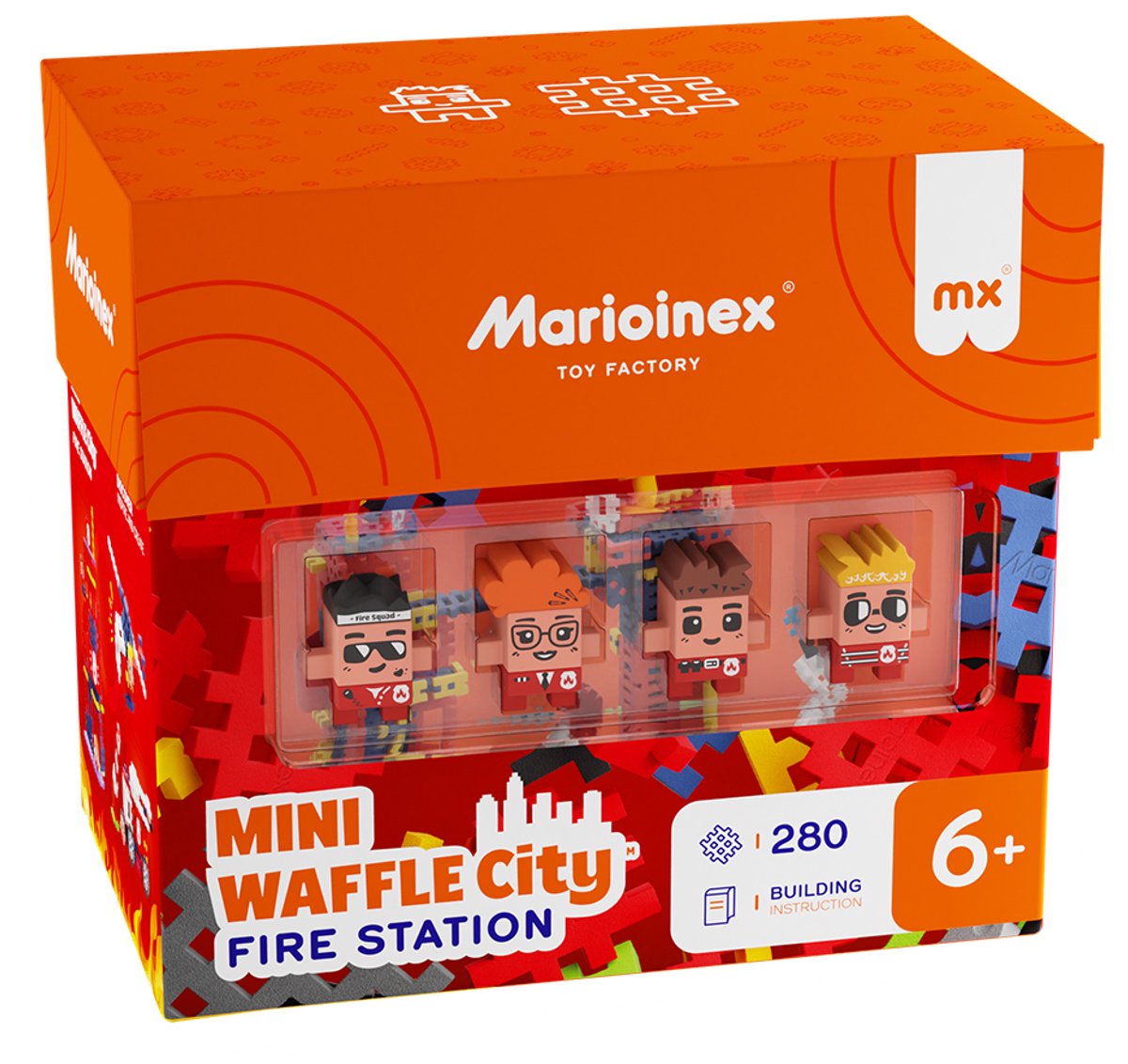 Marioinex bouwset Mini Waffle City Fire Station 280 stuks speelgoed.
