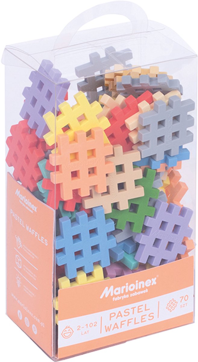 Marioinex bouwstenen Mini Waffle pastel 70 stuks constructieset.