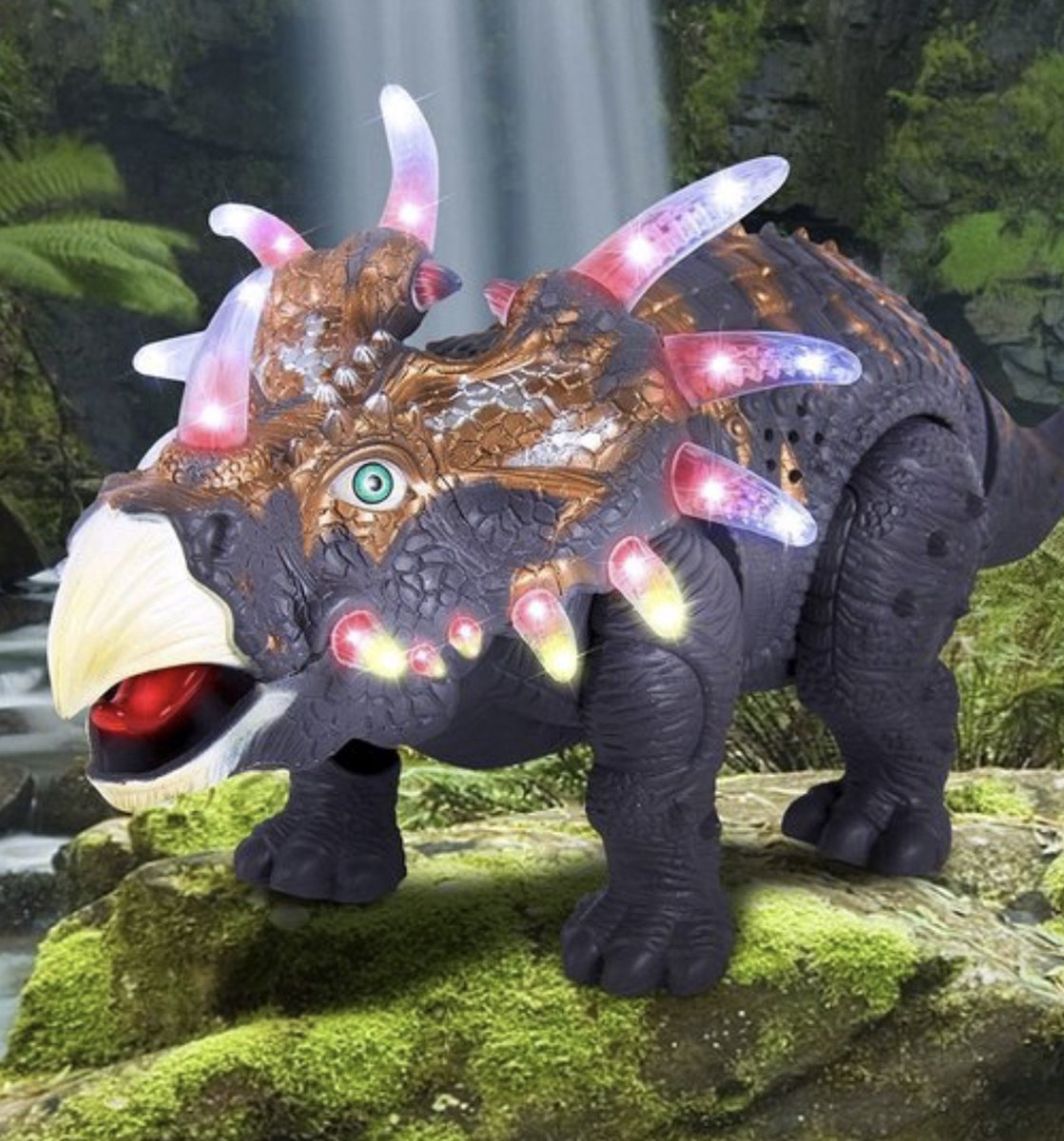 Dinosaurus beweegbaar speelgoed - Triceratops - met licht en Dino geluid - beweegbaar - speelgoed - 35CM (incl. batterijen)