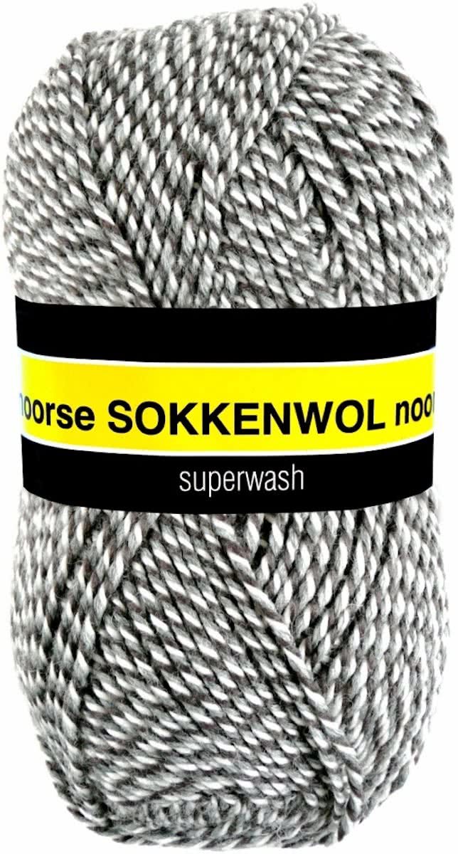   Noorse Sokkenwol 6848. Grijs/Bruin/Wit Pak 10 Stuks